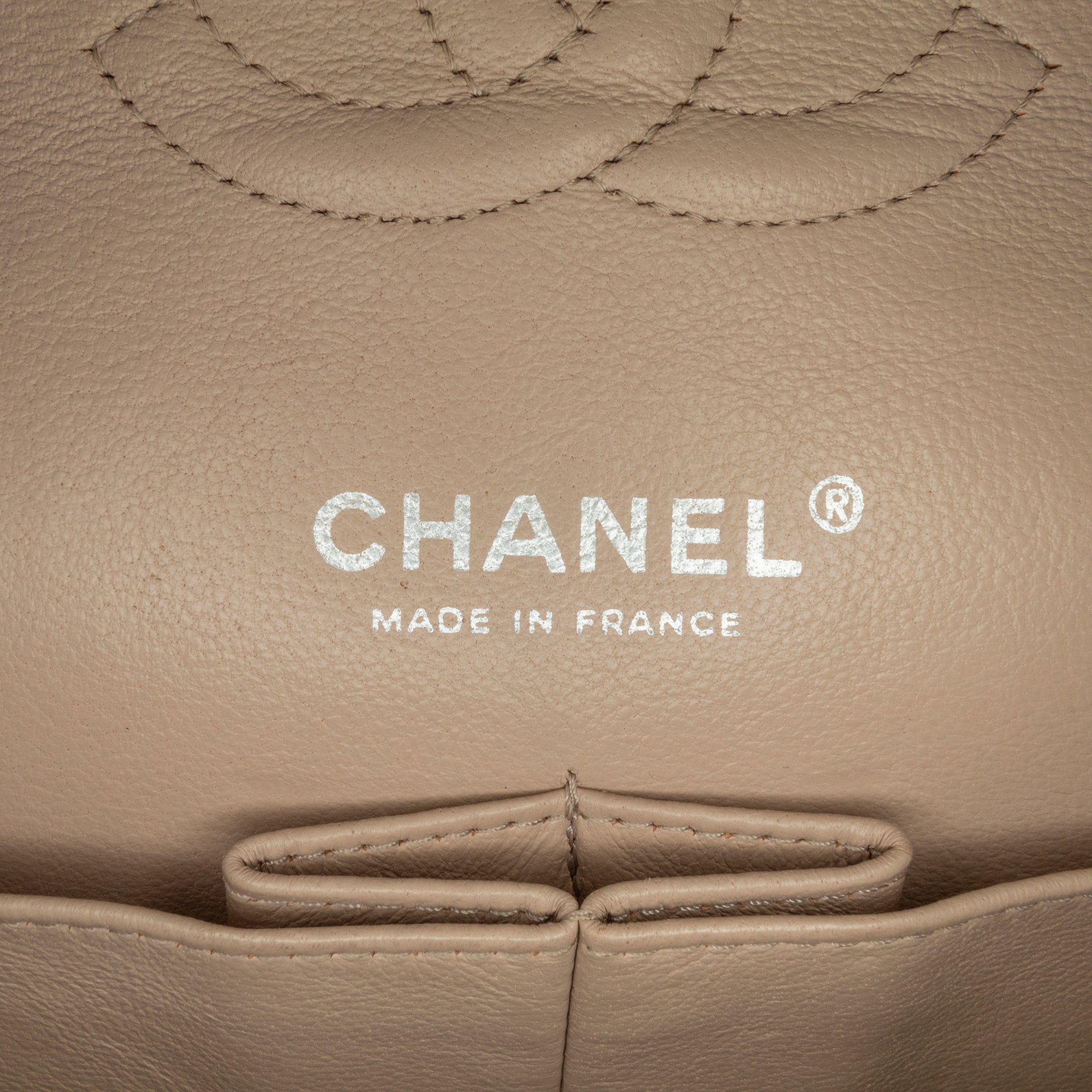 Chanel | Pre-Owned Medium Lambskin Camellia Stitched Double Flap | Pink/Light Pink