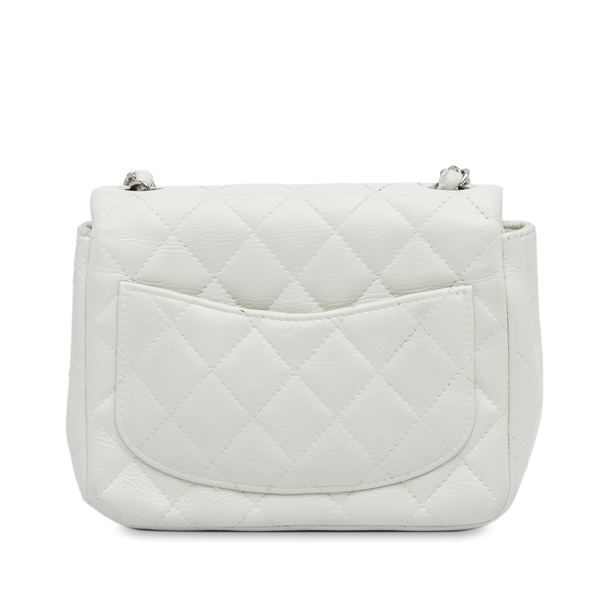Chanel | Pre-Owned Mini Square Classic Caviar Single Flap | White