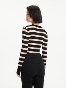 Wool Knit Top | Black Stripes
