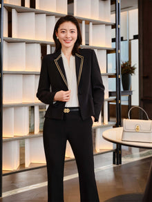 Triacetate Waist-tailored Suit Jacket | Black