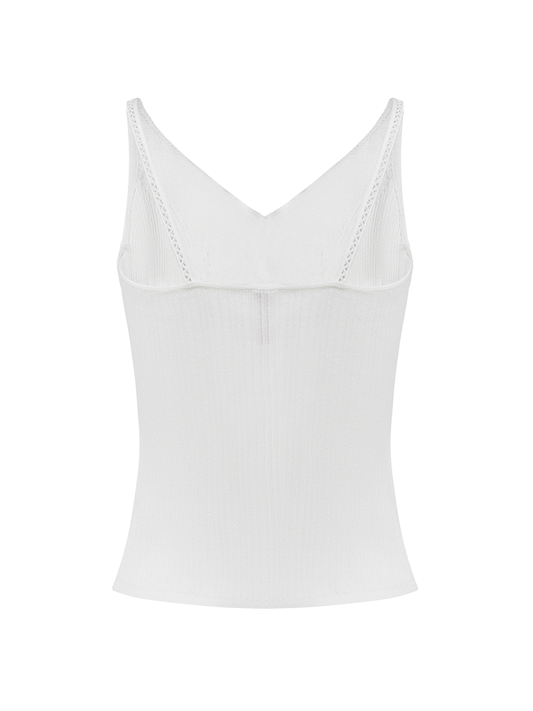 V-neck Knitted Vest | White