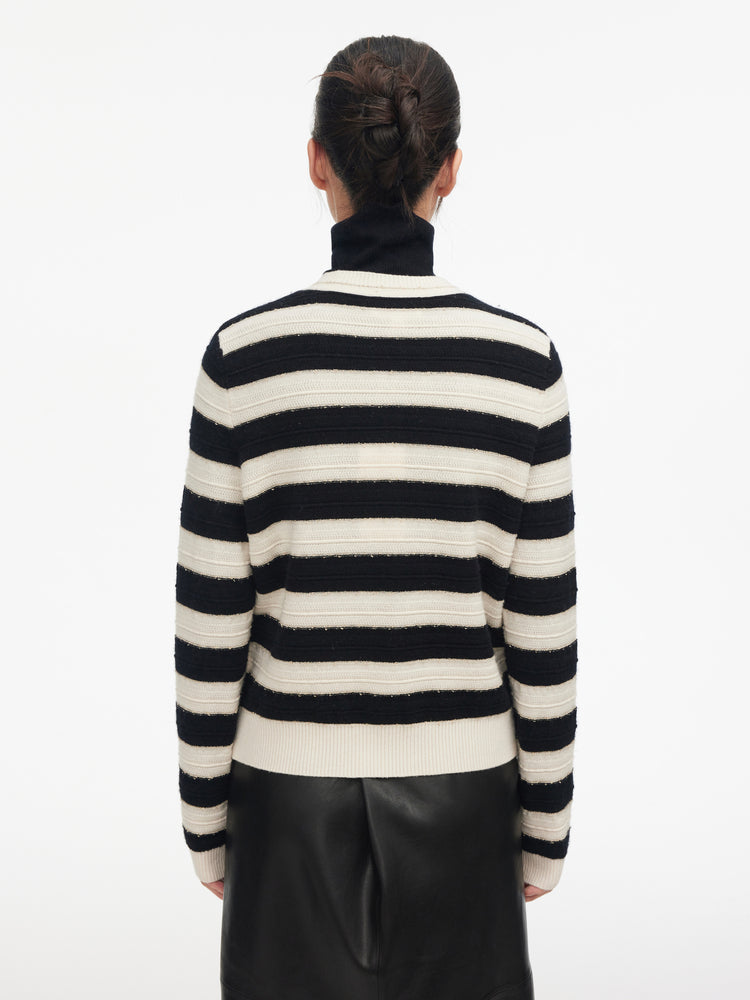 Striped Knitted Cardigan | Black