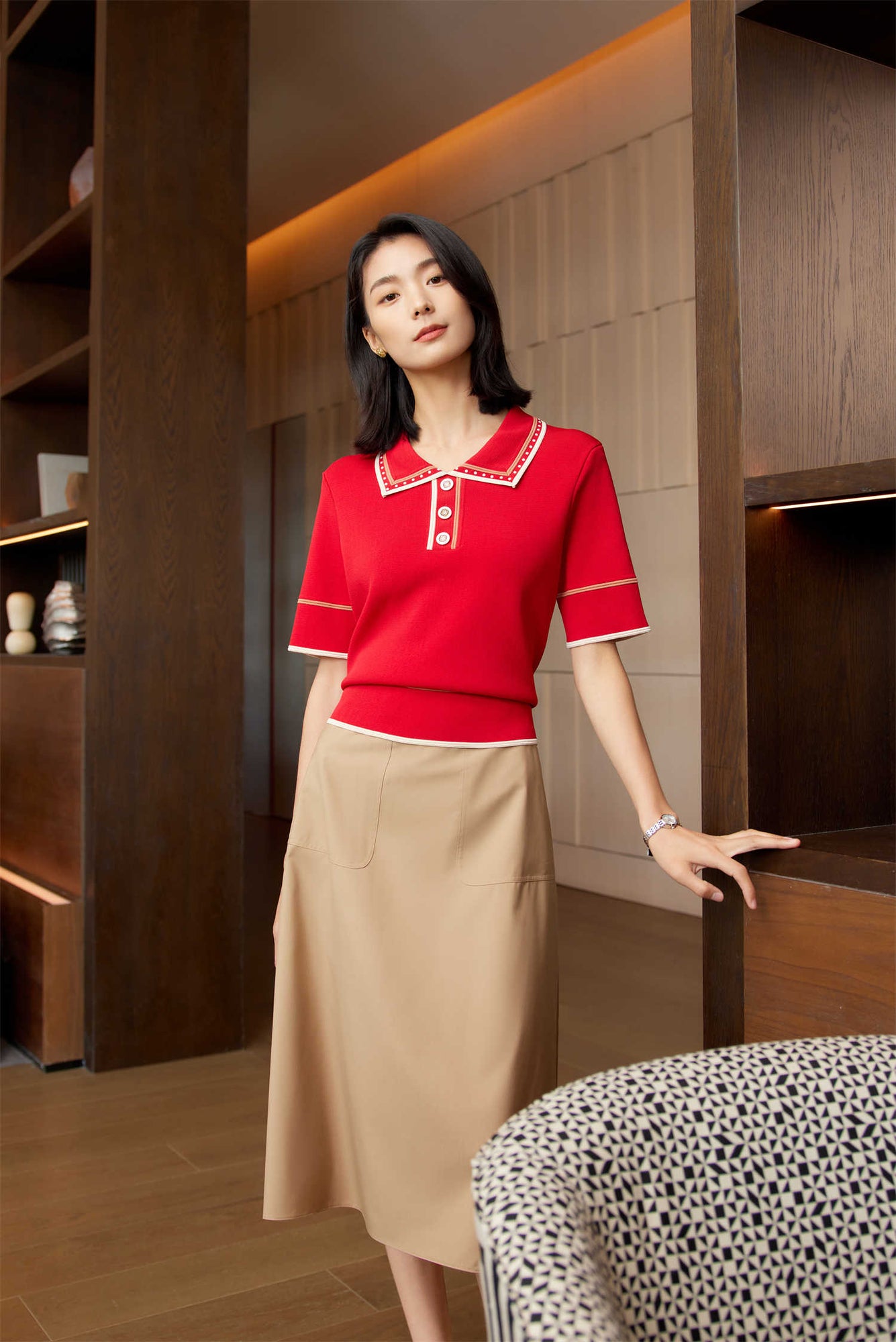Silk and Wool Skirt | Khaki