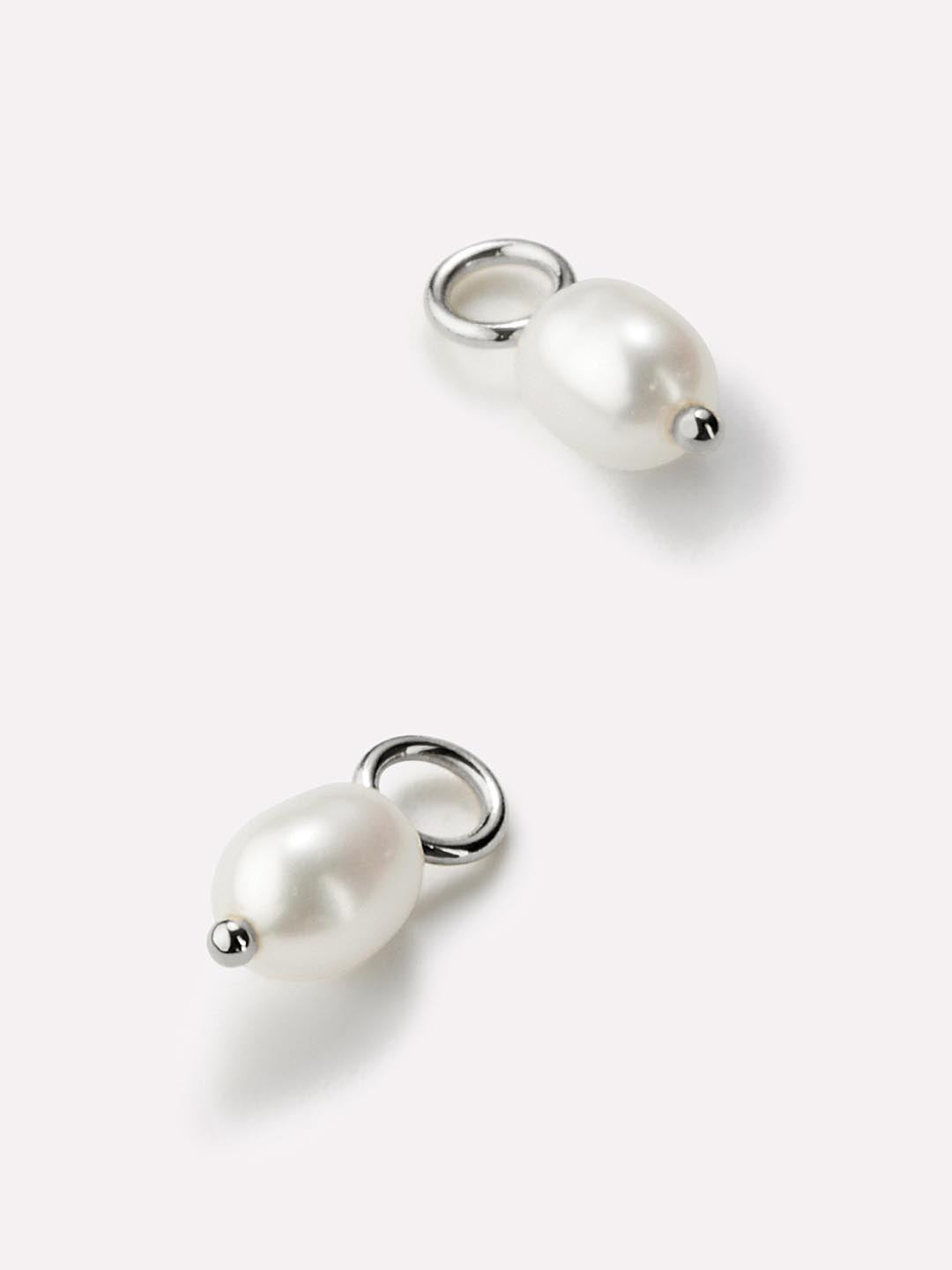 Rhodium Plated Freshwater Pearls Silver Earring Charms For Women Ana Luisa Pearl Charms Silver