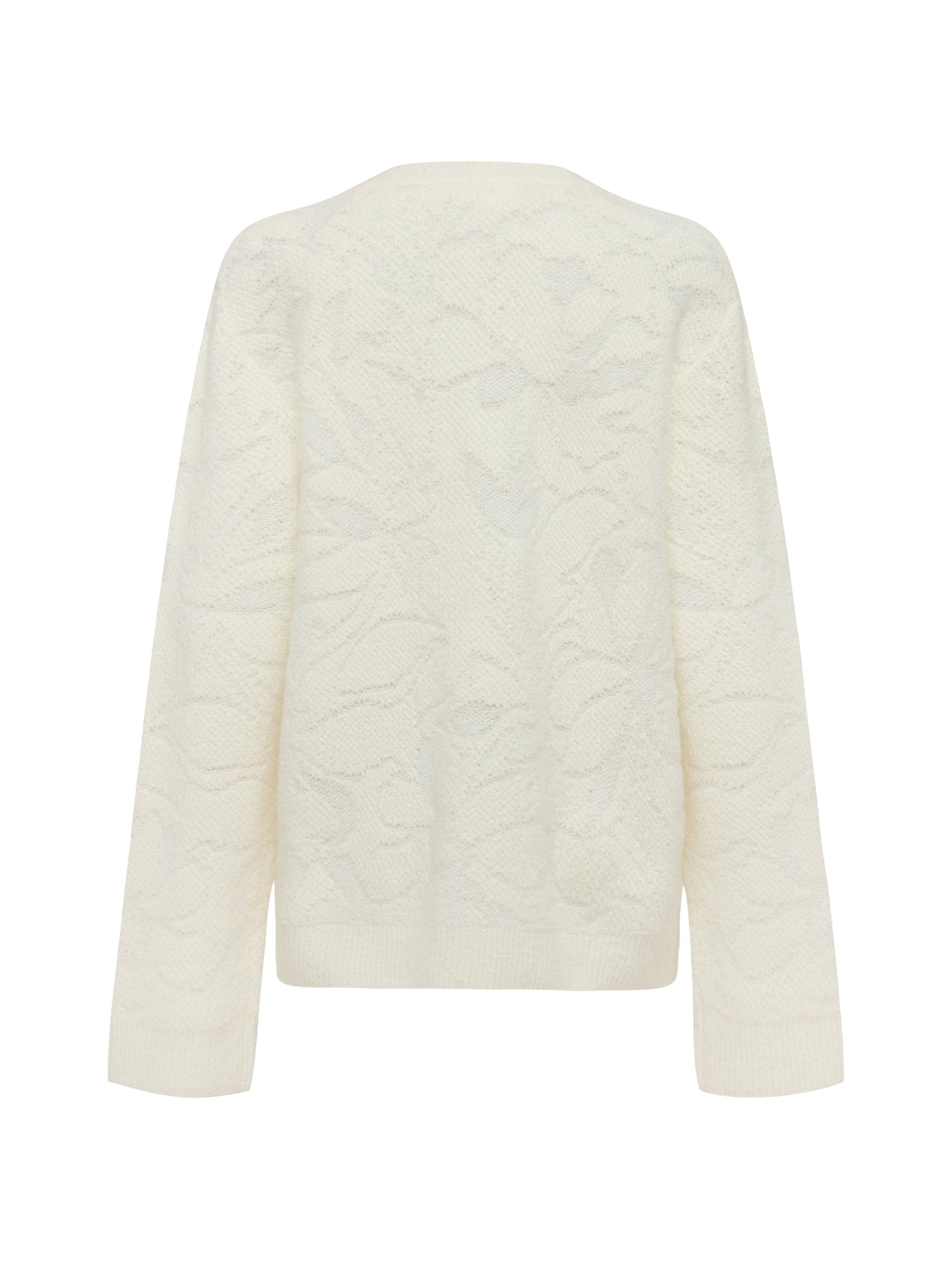 wool-cashmere jacquard knit sweater | White