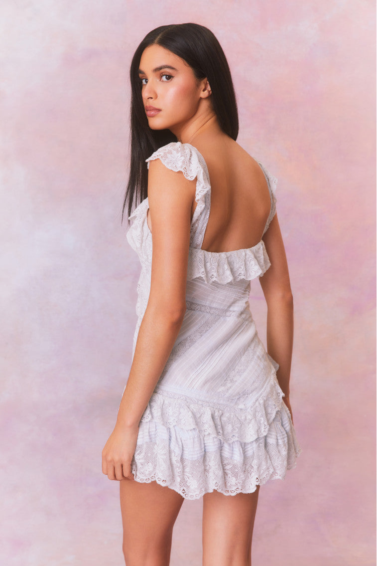 Bensley Fitted Lace Mini Dress | Moonstone