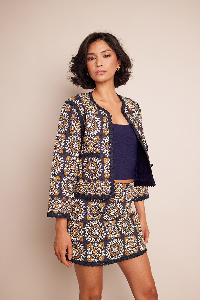Chrissy Skirt | Blue Medallion Tile