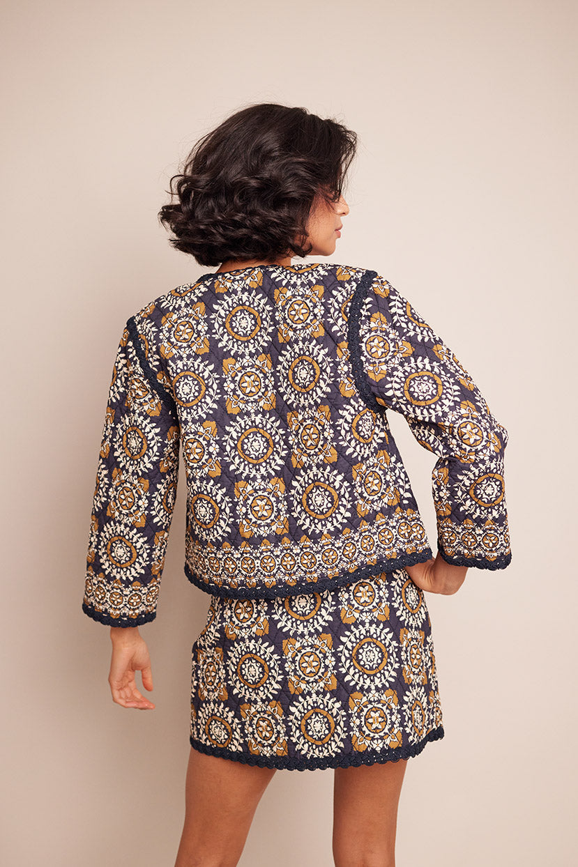 Chrissy Skirt | Blue Medallion Tile