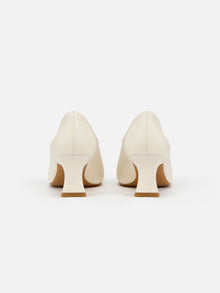 Peony Jade Square-Toed High Heel | White