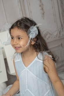 Girl | Skylar Flower Tulle Hair Clip | Blue