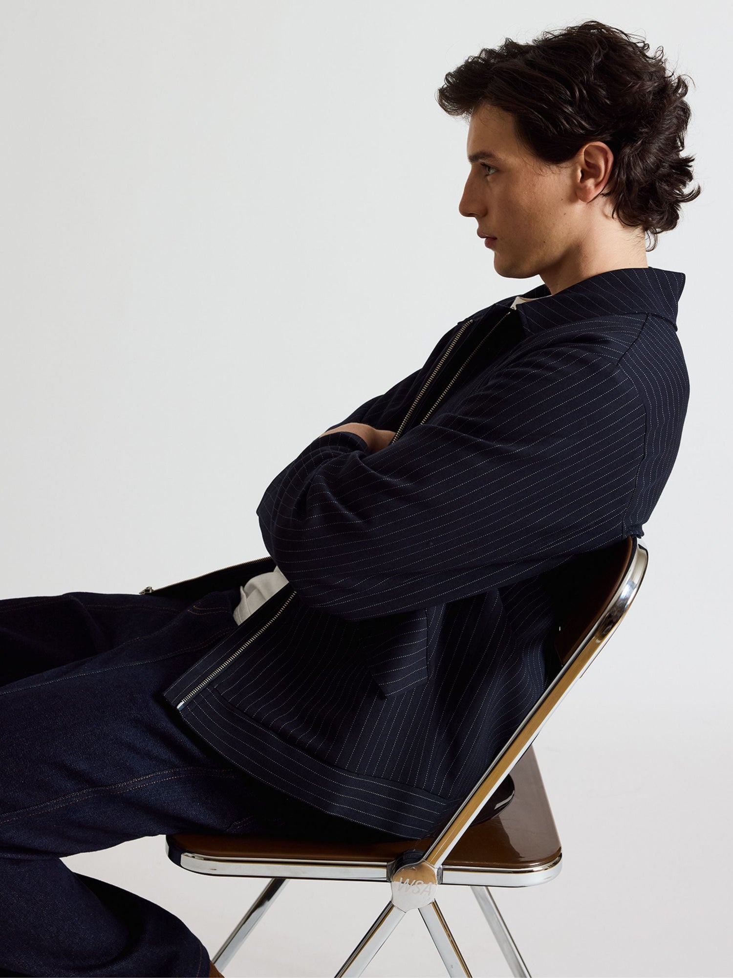 University Pinstripe Jacket | Black