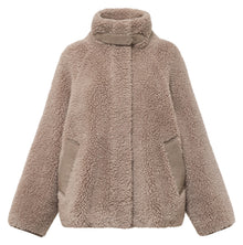 Wool Stand Collar Elegant Coat | Taupe
