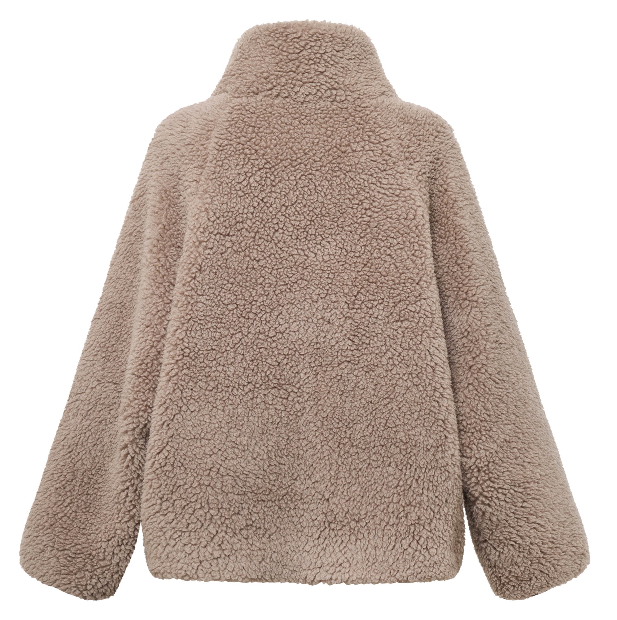 Wool Stand Collar Elegant Coat | Taupe
