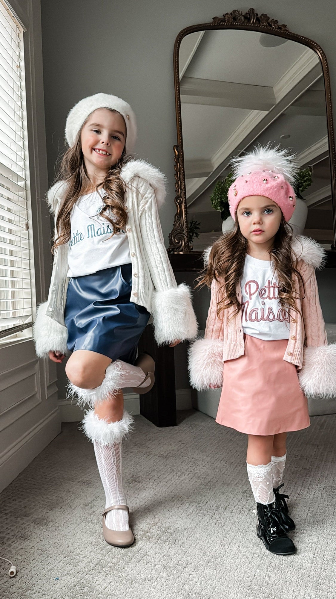 Girl | Cableknit Faux Fur Cotton Cardigan | White