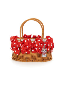 Girls | Wicker Basket With Bows | Beige