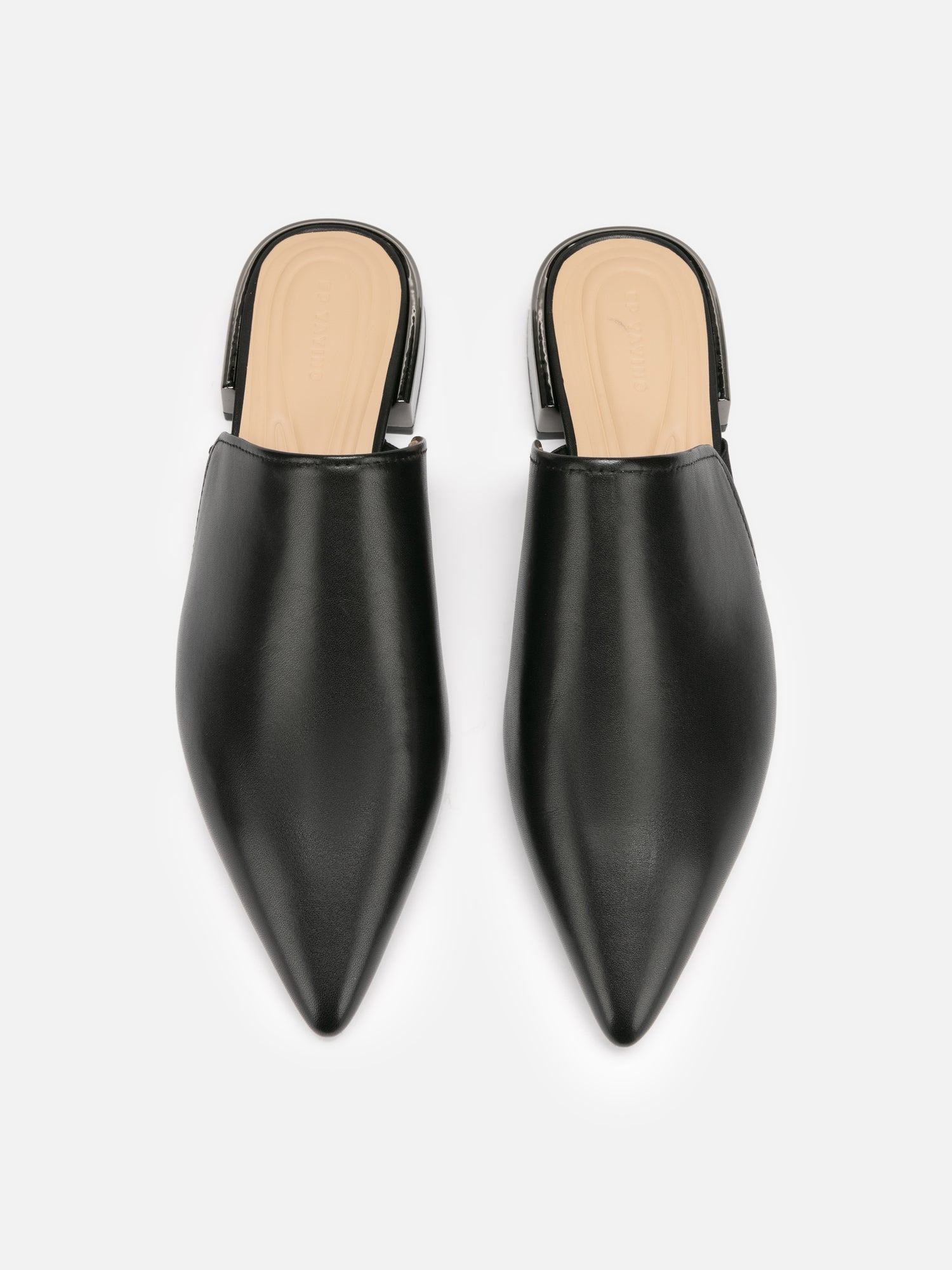 Low-Heel Mule Pointed Slippers | Black