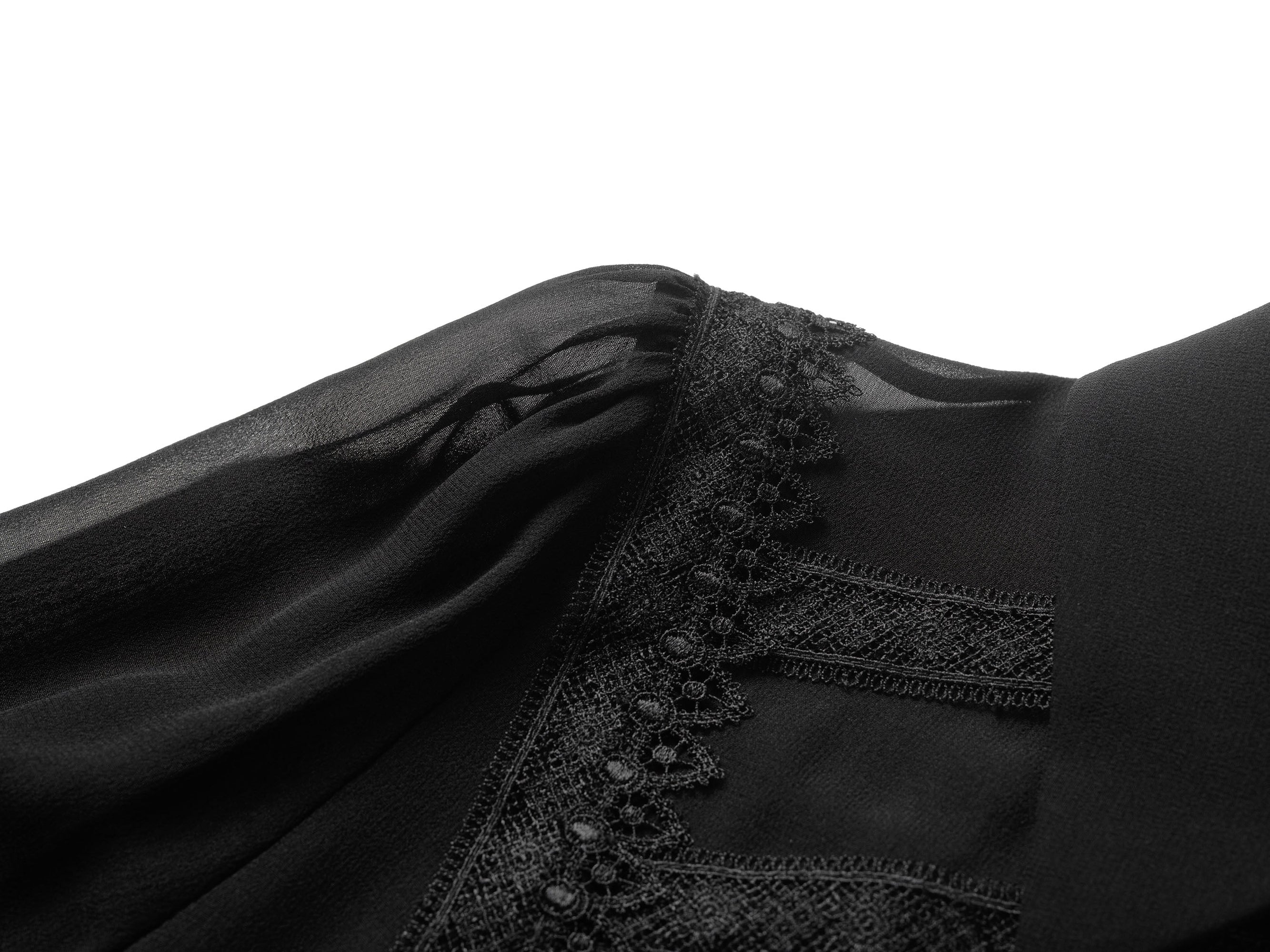 Semi-Sheer Button-Down Blouse | Black