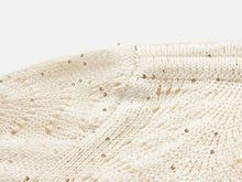 Sequin Embroidery Designer Cropped Knit Top | White