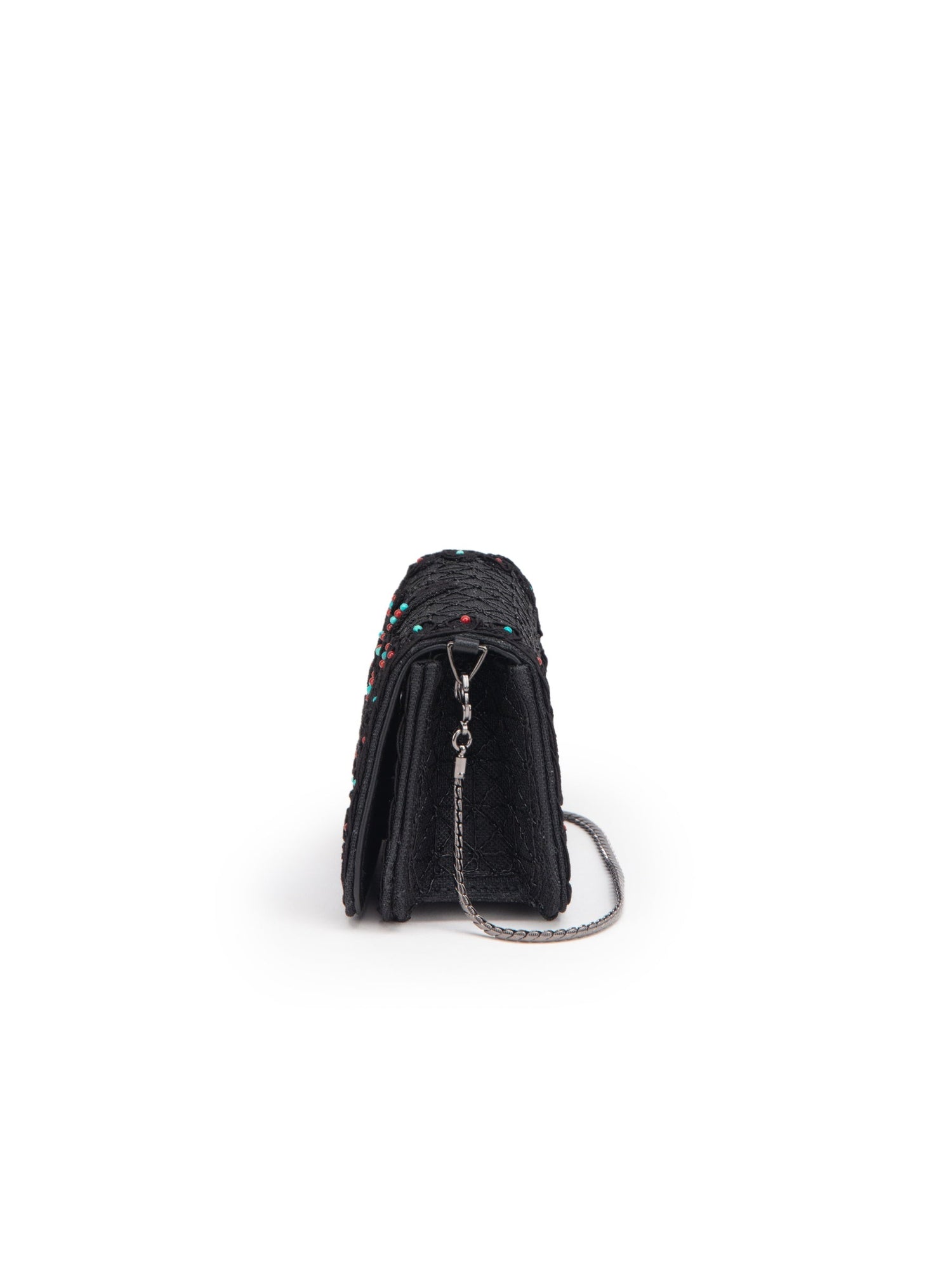 Beaded Textured Handbag | Black