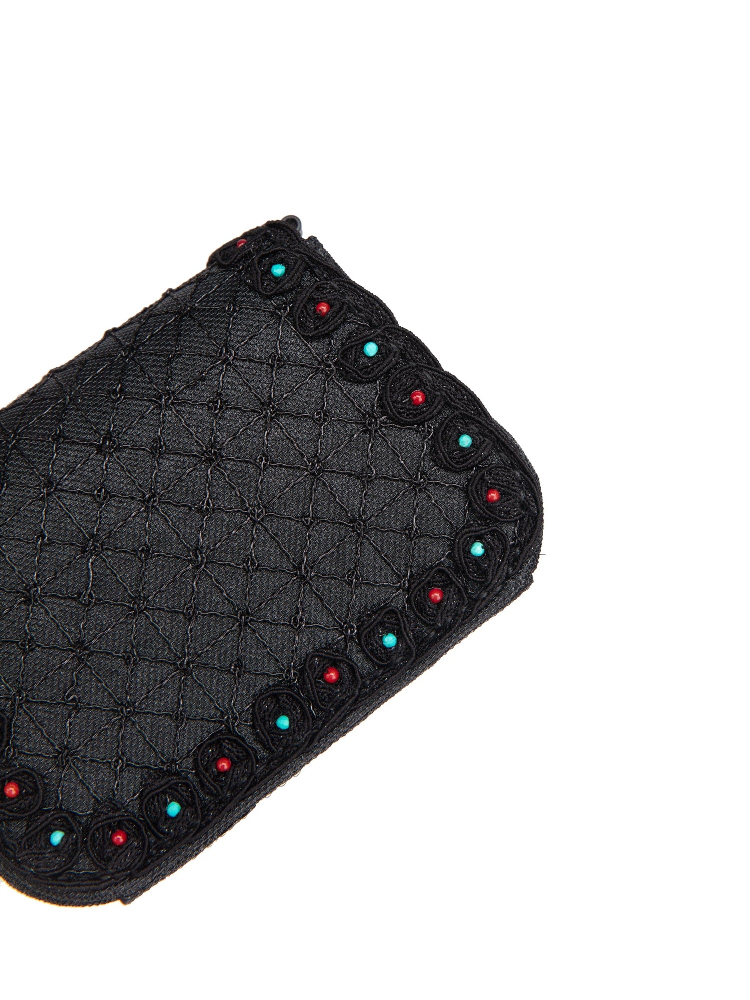 Beaded Textured Handbag | Black