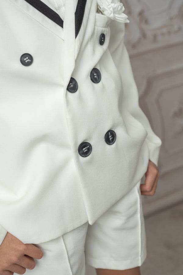 Boy | Alex Blazer With Black Contrast Line | White