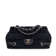 Chanel | Pre-Owned CC Check Embossed Velvet Belted Side Flap | Black