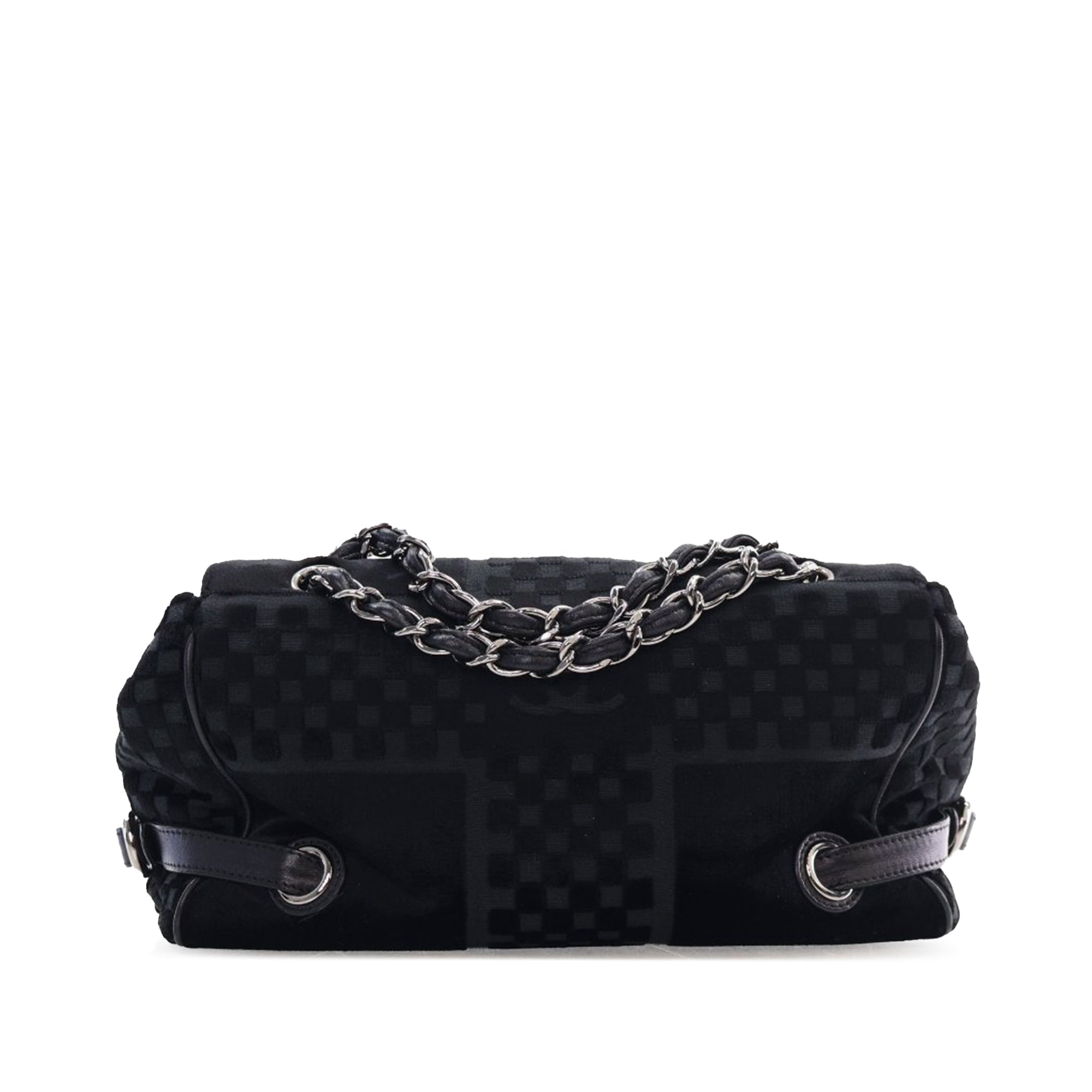 Chanel | Pre-Owned CC Check Embossed Velvet Belted Side Flap | Black