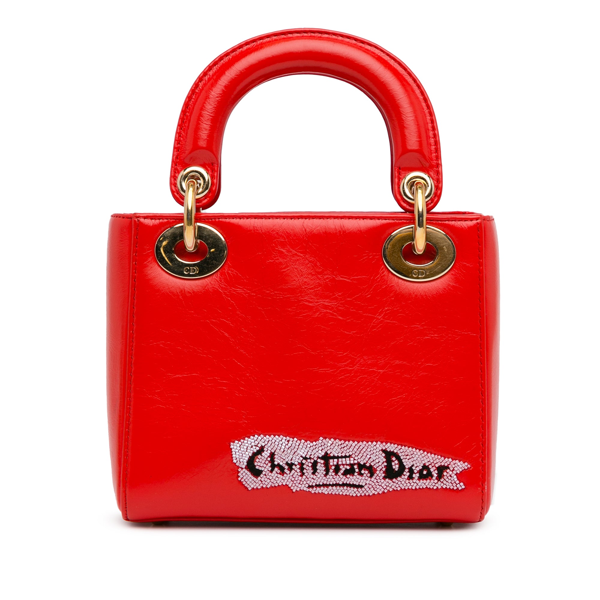 Dior | Pre-Owned Mini Calfskin Sequin Embellished Lady - II | Red