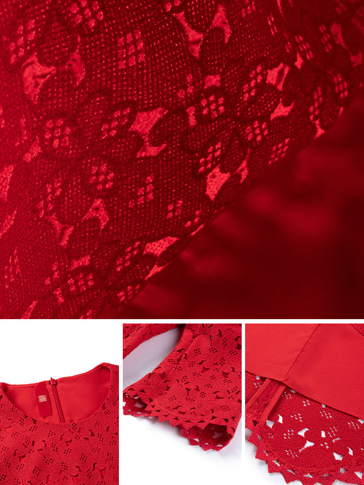 Embroidered Dress | Red