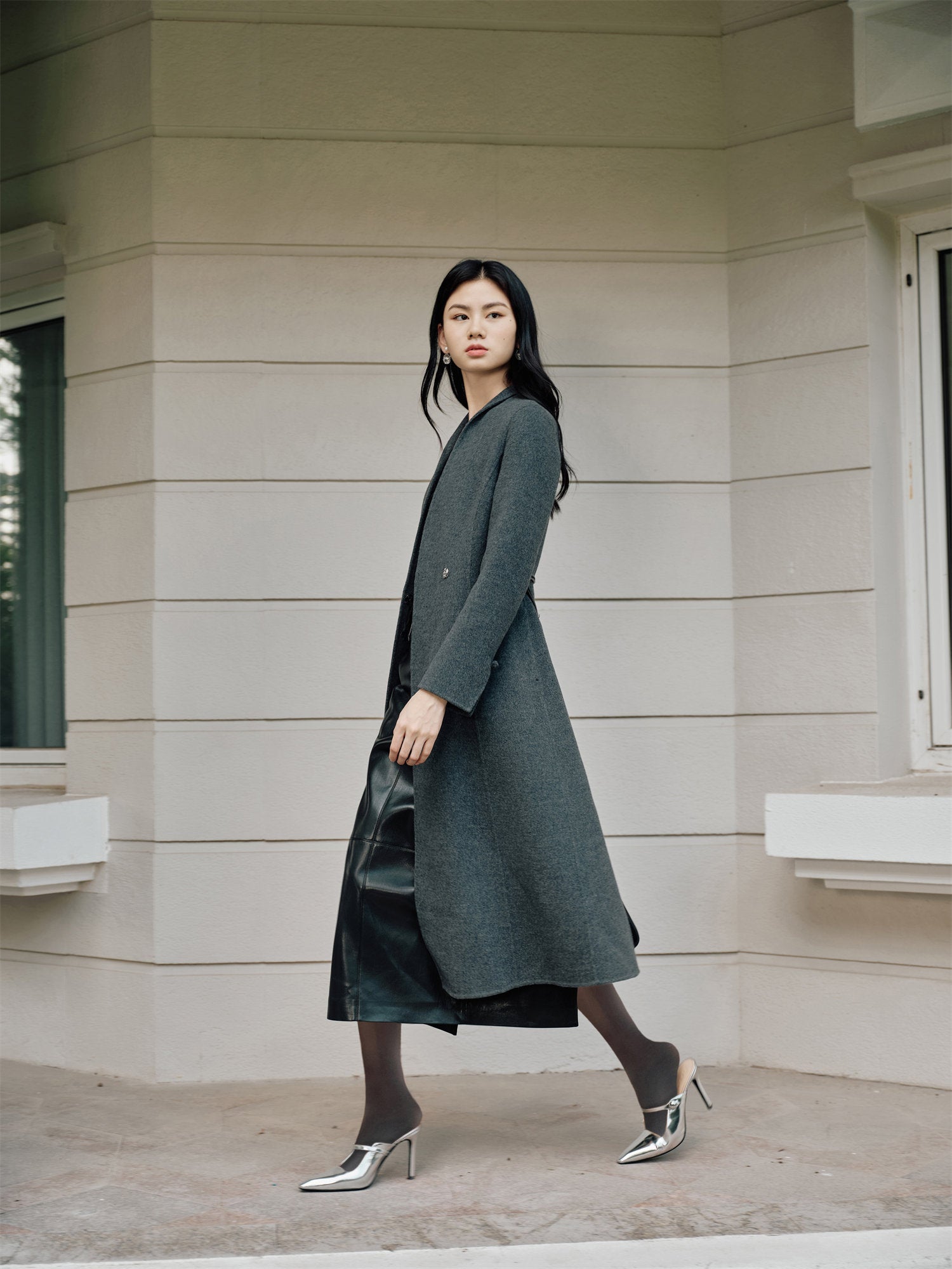 Wool-Cashmere Double-Faced Coat | Horn Gray