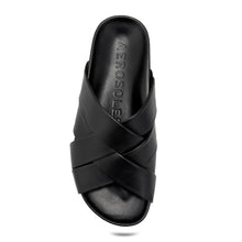 Lecco Sandal Footbed | Black Faux Nappa
