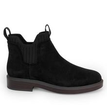 Pressly Bootie Low Block Heel | Black Sport Cow Suede/Knit