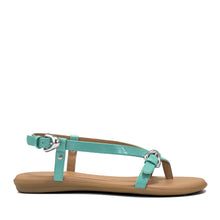 Iride Sandal Flat | Ice Green Faux Crinkle Patent