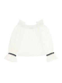 Girls | Jersey And Broderie Anglaise T-Shirt | White
