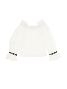 Girls | Jersey And Broderie Anglaise T-Shirt | White