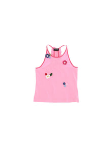 Girls | Jersey Camisole With Crochet Flowers | Sachet Pink/Fandango