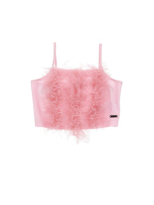 Girls | Cotton Top With Tulle Ruffles | FairyTale Pink
