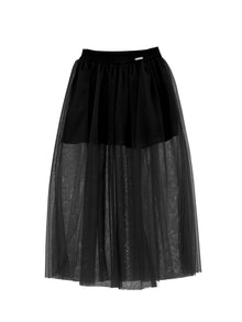 Girls | Silk-Touch Tulle Midi Skirt | Black