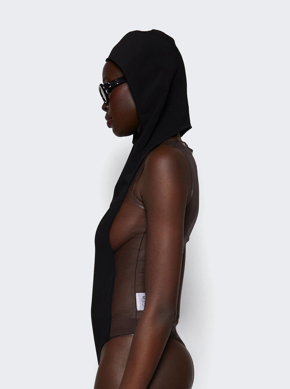 Women | Courrèges | Frame Illusion Hooded Bodysuit Chocolate And Black