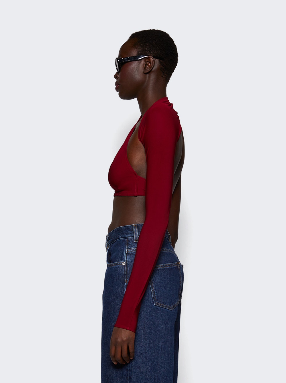 Women | Courrèges | Slash Crepe Jersey Top | Grenat