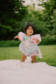 Girl | Eva and Floral Tulle Romper | Pink x Green