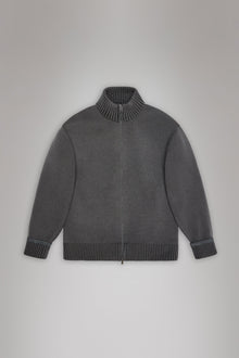 RAINS Sowa Knit Zip Cardigan Grey/Black Long Sleeve