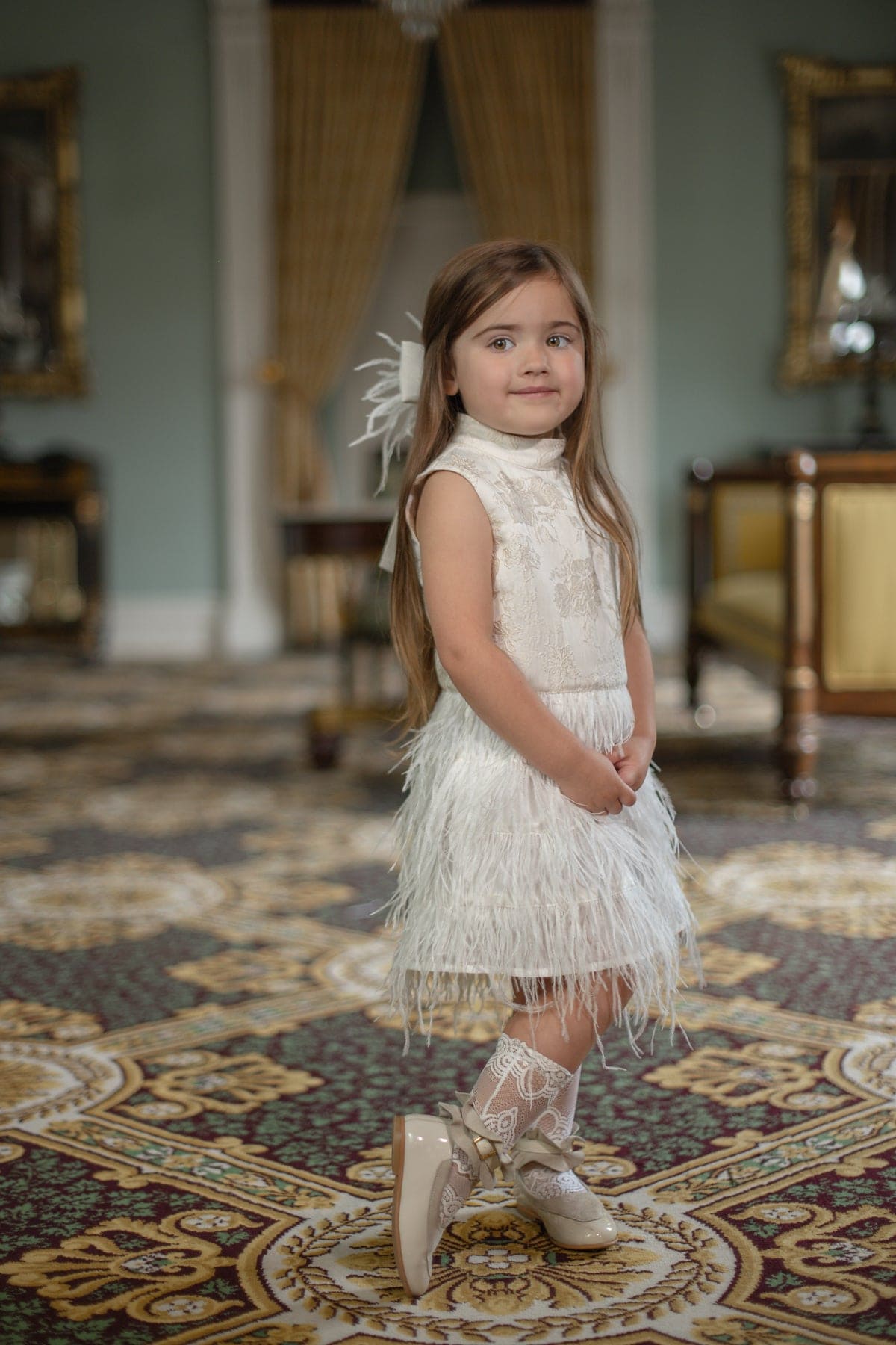 Girl | Eliza Feather Dress | Ivory