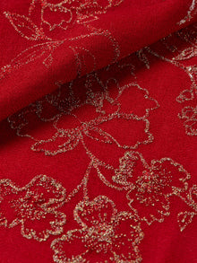 Embroidered Cashmere Shawl | Red