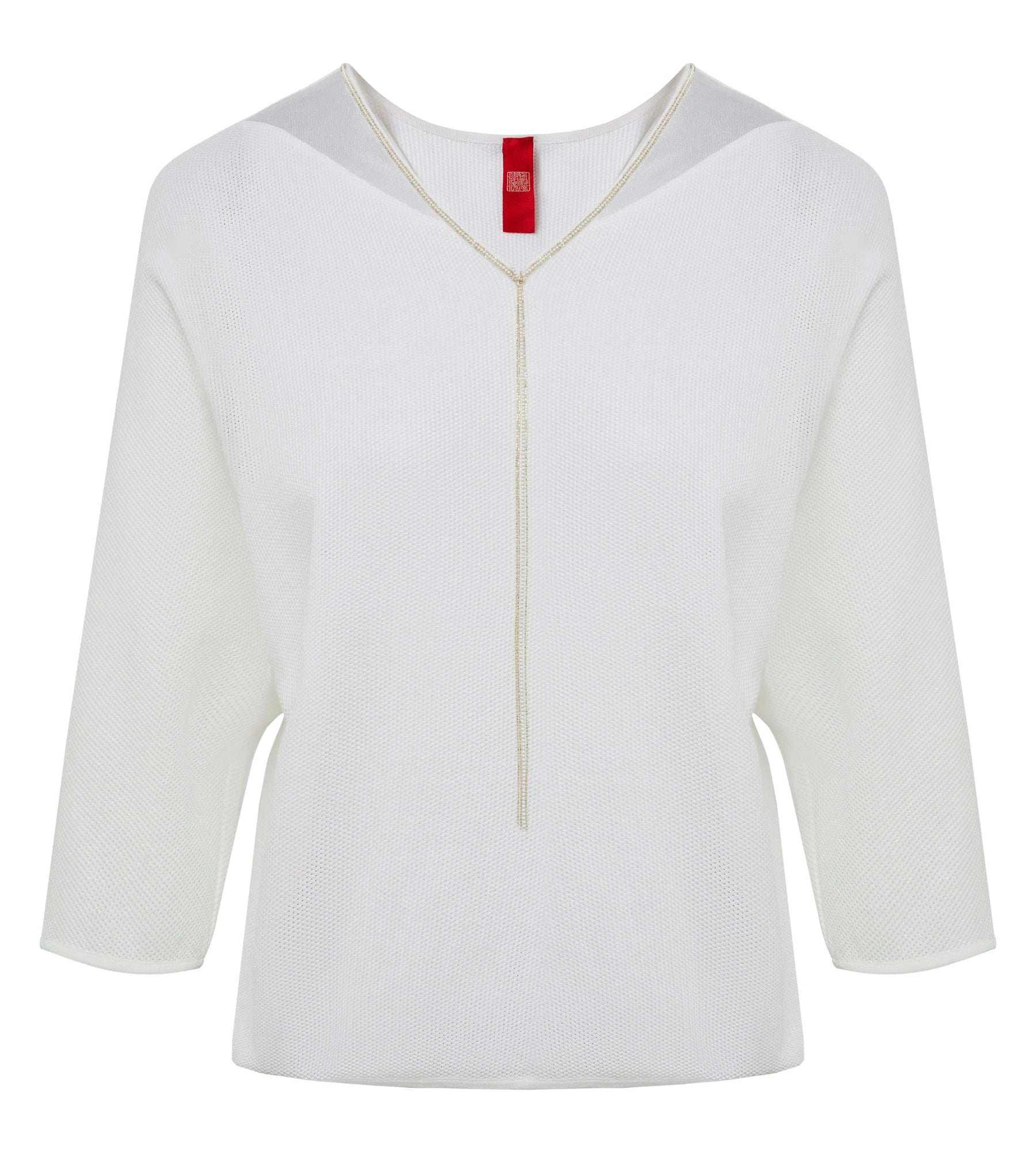 3/4 Sleeve V-Neck Blouse | White