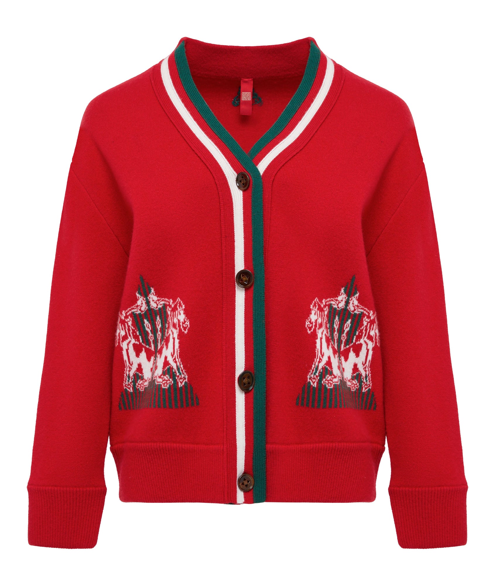 Woolen Knit Cardigan | Red