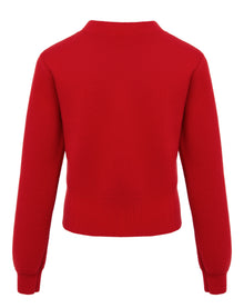 Round Neck Soft Knit Top | Red