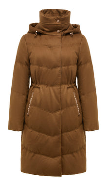 Long Cashmere Down Jacket | Brown