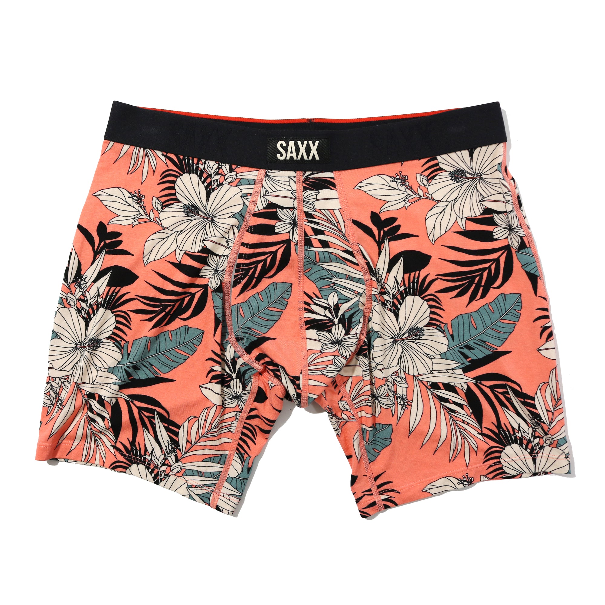 Signature Lace Original Rise Thong & Saxx Boxer Brief | Hibiscus Jungle-Coral