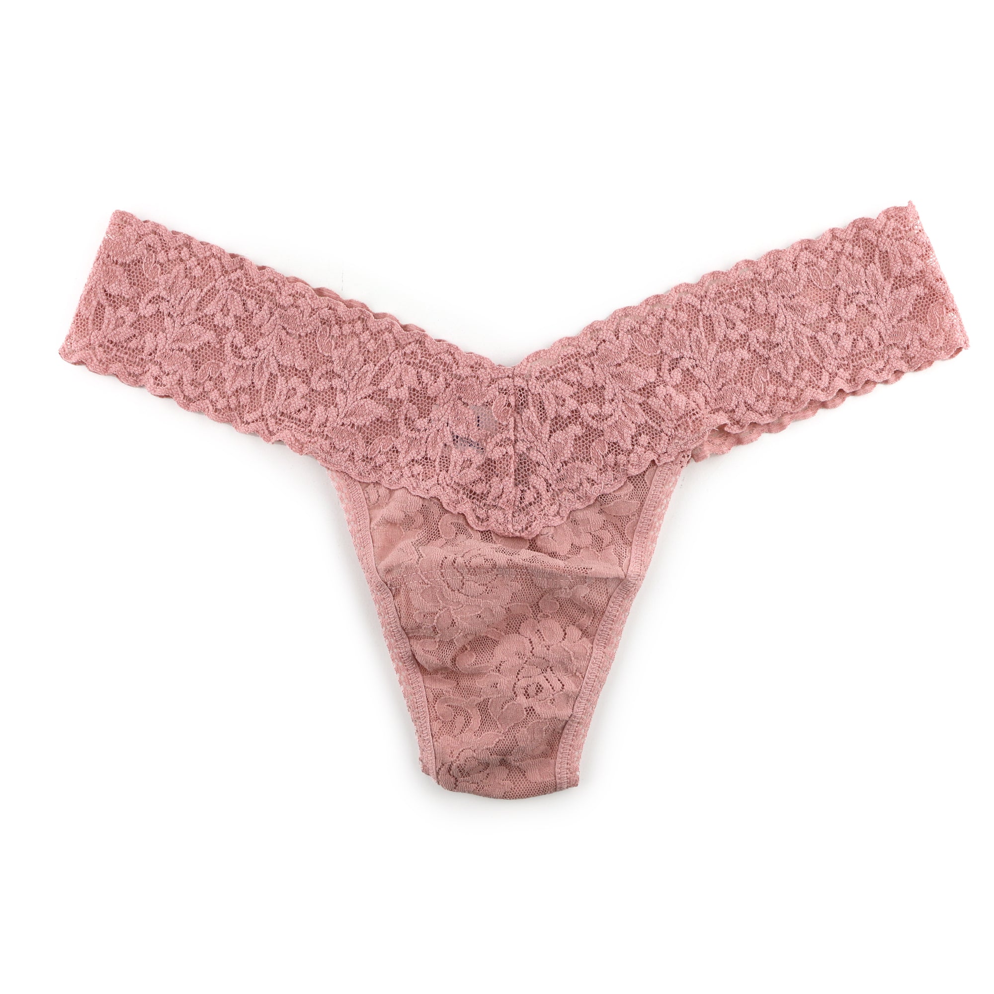 Signature Lace Low Rise Thong | Desert Rose
